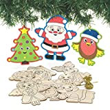 Baker Ross FC189 Decorazioni di Natale in Legno - Confezione da 12, Ornamenti Natalizi per Bambini, Crea Le Tue Decorazioni ...