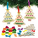 Baker Ross FE862 Kit per il punto croce dell'albero di Natale per bambini - Confezione da 5, Cucito e punto ...
