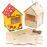 Baker Ross FE929 Casa del merlo per bambini - Confezione da 2, casetta per uccelli in legno, artigianato per bambini