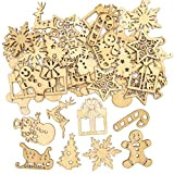 Baker Ross FE983 Mini forme natalizie di legno per bambini - Confezione di 72, forme di legno verniciabili, attività creative ...