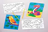 Baker Ross Immagini sand art con animali della giungla (confezione da 8) - Creazioni per bambini, da decorare ed esporre