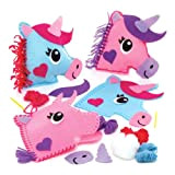 Baker Ross Kit cucito cuscini con unicorni per bambini (confezione da 2) - Modelli e decorazioni in feltro fai da ...