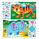 Baker Ross Kit mosaici con animali della giungla (confezione da 4) - Mosaici adesivi per bambini