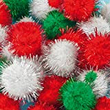 Baker Ross Pom Pom Natalizi Glitterati confezione risparmio (confezione da 100)- Ideale per progetti artistici per bambini, regali, ricordi e ...