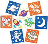 Baker Ross Stencil con il Sistema Solare (confezione da 6)- Novità giocattoli per bambini, perfetti come giocattoli o regalini di ...