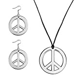 Balinco Set di 3 pezzi Hippie con orecchini Peace | Collana in argento per donna