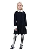 Bambina Mercoledì Costume Vestito Cosplay Abito Nero per Bambini Famiglia Stile Gotico Costumi Abito per Carnevale Halloween Festa