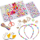 Bambini Perline,1200 PCS Perline Colorate dei Bambini Fare Gioielli Braccialetti Necklace Kit Perline Lettere per Ragazze