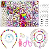 Bambini Perline,550 PCS Perline Colorate dei Bambini Fare Gioielli Braccialetti Necklace Kit Perline Lettere per Ragazze (Porcellana bianca)