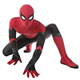 Bambini Spiderman Body Miles Morales Maschera Halloween Costumi Cosplay Costumi Performance Tuta Zentai 3D Stampato Super Heros Tights Onesies,Red-M（125~135cm）