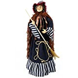 Bambola Pupazzo Befana 60cm con Vestito a Righe, Mantello e Scopa Decorazione con luci e Suoni Statua Epifania