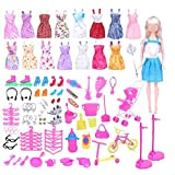 Bambola rosa vestiti con abiti da regalo set mini abiti scarpe collana dell'orecchino Ganci per le ragazze regalo di compleanno ...