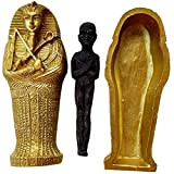 Baoblaze Antico manufatto Egiziano Scultura da Collezione Sarcofago Bara con figurina di Mummia Giocattolo per Bambini - Nero