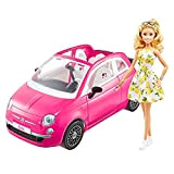 Barbie Bambola e Fiat 500, Veicolo Rosa a 4 Posti con Accessori, Giocattolo per Bambini 3+Anni, GXR57