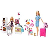 Barbie Bambola, Supermercato, Carrello Funzionante E Tanti Accessori & In Viaggio, Bambola Bionda Con Cucciolo, Valigia Che Si Apre, Adesivi ...