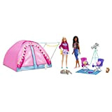 Barbie - Barbie Siamo in Due Playset Campeggio con tenda, 2 bambole Barbie e 20 pezzi inclusi animali, telescopio e ...