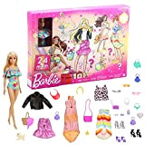 Barbie Calendario dell'Avvento con bambola Barbie da 30,40 cm, 24 sorprese tra cui abiti e accessori alla moda per ogni ...