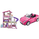 Barbie Casa dei Sogni Casa a 3 Piani con 8 Stanze Ascensore e Piscina con Scivolo & DVX59 Cabrio Glamour ...