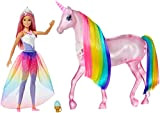 Barbie - Dreamtopia Bambola Barbie Pricipessa con Capelli Rosa e Unicorno Magico con Criniera Arcobaleno, Luci, Suoni e Oltre 25 ...