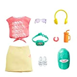 Barbie Fashions Roxy Clothing Set, Outfit Inspired by Roxy Includes Pink Graffit Tee & Yellow Mini Skirt, Hat, Sunglasses, Sandals, ...