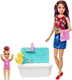 Barbie FXH05 Babysitters Inc Playset with Bathtub, Babysitting Skipper Small Toddler Doll with Button to Move Arms, Multicolour