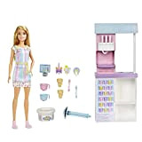 Barbie - Playset Gelateria con Bambola con Macchina per Gelato, Accessori, 2 Tipi di Pasta Modellabile, Giocattolo e Regalo per ...