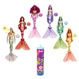 Barbie Sirena Color Reveal - Bambola Sirena Arcobaleno - Copertura Blu Metallizzata - Effetto Cambia Colore - 7 Sorprese - ...