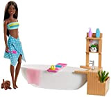 Barbie- Wellness Playset Vasca da Bagno con Bambola Afroamericana Giocattolo per Bambini 3+ Anni, Multicolore, GJN33