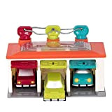 Battat- Garage con 3 Chiavi e 3 Auto Giocattolo per Bambini dai 2 Anni + (5 Pezzi), Colore Red, 11” ...