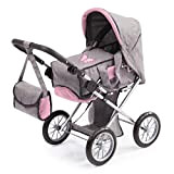 Bayer Design 13633AA City Star, carrozzina per bambole con borsa, pieghevole, colori: grigio, rosa con farfalla