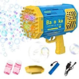 Bazooka Bubble Maker con 69 Fori e Luce,Pistola a Bolle Automatica elettrica per Bomboniere per Feste all'aperto per Interni All'aperto ...