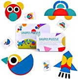 BBLIKE Smartgames Tangram Bambino, 36 Giocattoli Montessori Puzzle in Legno + 60 PCS Carte di Design Giocattoli Educativi Classici Giochi ...