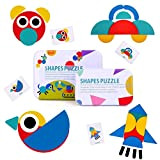 BBLIKE Tangram Legno, 36 Montessori Puzzle in legno + 60 pezzi Disegno schede di apprendimento giochi e giochi educativi Classificazione ...