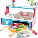 bee SMART Pizza Party Set in Legno Cibo Giocattolo e Accessori per Bambini con 30+ PCS