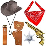 Beelittle Accessori Costume da Cowboy Cappello da Cowboy Bandana Pistole Giocattolo con fondine da Cintura Set da Cowboy per Halloween ...