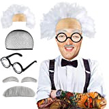 Beelittle Old Man Mad Scientist Wig Set Albert Einstien Ben Benjamin Franklin Nonno Costume - Parrucca, Sopracciglia, Baffi, Occhiali Dress ...