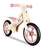 Beeloom - Bicicletta di legno senza pedali, SPRING BIKE, cavalcabile rosa per l'equilibrio e l'apprendimento, design unisex con sellino regolabile, ...