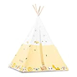 Beeloom - Tenda per bambini, tenda portatile per bambini SAVANAH TIPI, legno naturale decorativo, tessuto di cotone giallo, set da ...