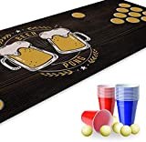 Beer Pong Set I 180 x 60 cm I Tappetino da gioco con boccale di birra I incl. 22 bicchieri ...