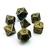 Bescon antico in ottone massiccio metallo Polyhedral D & D set di 7 antico rame metallo Rpg Role Playing Game dice ...
