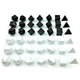 Bescon Blank Polyhedral RPG Dice Set 42pcs Artist Set, Solid Black and White Colors in Complete Set of 7, 3 ...