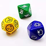 Bescon's Emotion, Weather And Direction Dice Set, 3 Piece Proprietary Polyhedral Rpg Dice Set in Blue, Green, Yellow