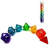 Bescon Unicorns Rainbow Sparkled Polyhedral D & D Dadi Set di 7, Colorati RPG Gioco di ruolo Dadi 7pcs