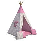 Best For Kids Tenda da gioco Tipi tenda indiana Wigwam per bambini con accessori (zig-zag rosa)