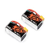 BETAFPV 2pcs 850mAh 4S Lipo Battery 75C 14.8V with XT60 14AWG Silicone Wire for 4S 3-5inch Toothpick Drone like TWIG ...