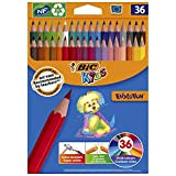 BIC Kids Evolution - Matite colorate per bambini, confezione da 36 pezzi, colori assortiti
