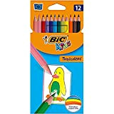 Bic Kids Tropicolors Matite Colorate senza Legno, Confezione da 12 Matite, Colori Assortiti