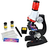 Binnan Microscopio Kit con luci Microscopio Scientifico Bambino Giocattoli per Bambini Principianti Ingrandimenti 100X, 400X e 1200X