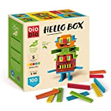 Bioblo Hello Box Rainbow Mix con 100 mattoncini | Pietre da gioco sostenibili per bambini dai 3 anni in su