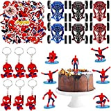 Birthday Decorazioni Party Supplies 69 Pezzi Includere Spiderman Macchinine Giocattolo,Adesivi Spiderman,Figure di Spiderman e Portachiavi Spiderman per Bambina e Ragazzi